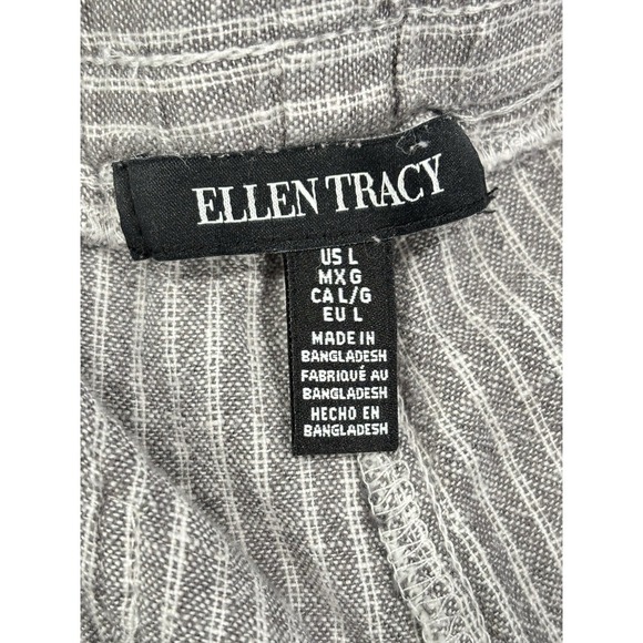 Ellen Tracy Lagenlook Wide Leg Pants Large Linen Blend Elastic Waist Minimalist - Picture 6 of 8